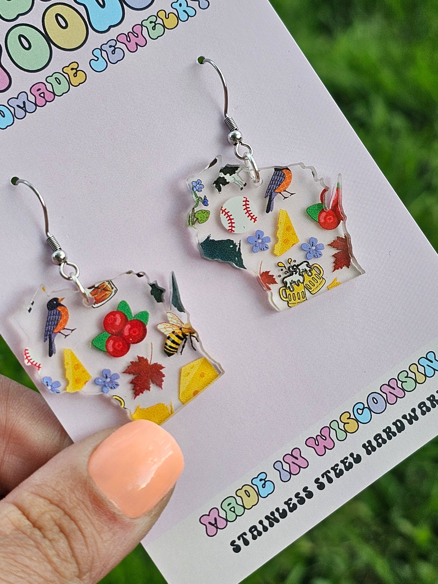 Wisconsin Shaped Icon Earrings