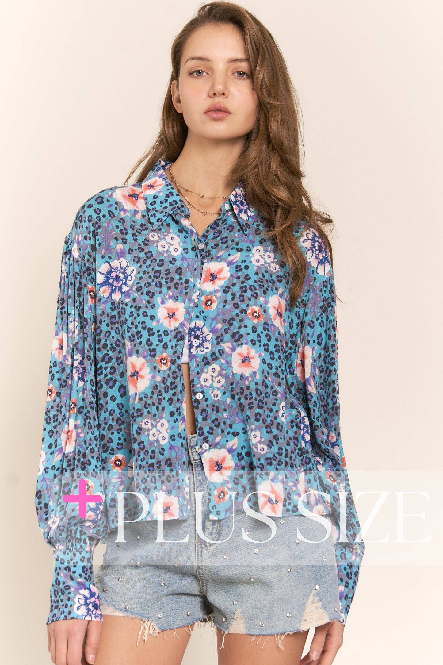 Leopard & Flower Button Up