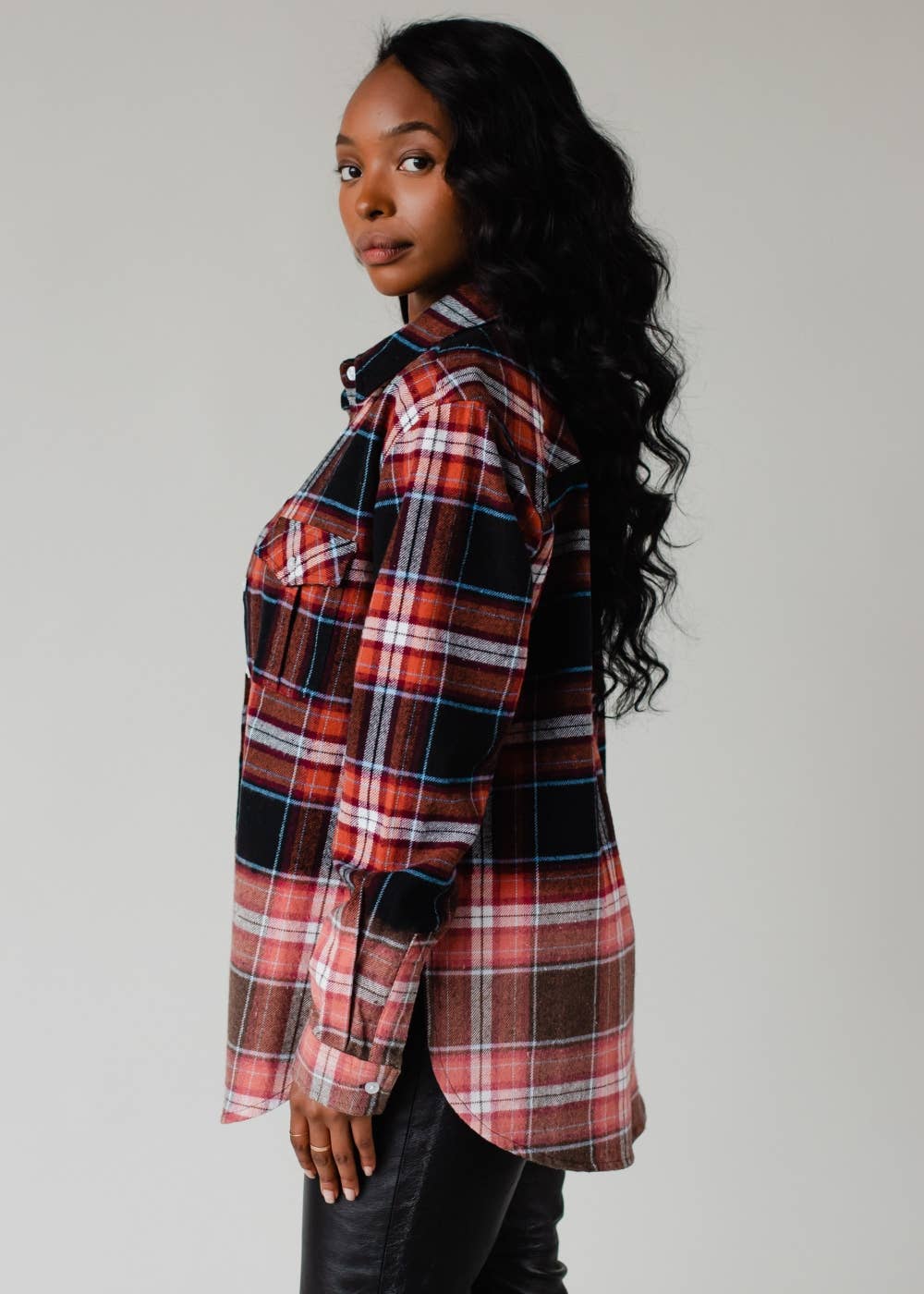Black, Rust & Blue Plaid Flannel
