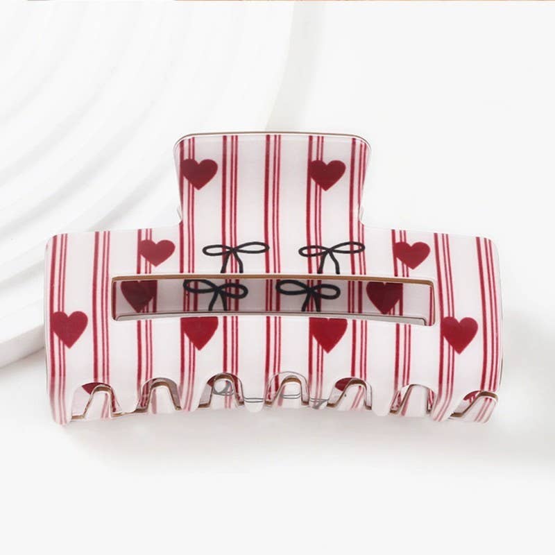 BOW HEART RECTANGLE HAIR CLAW CLIPS
