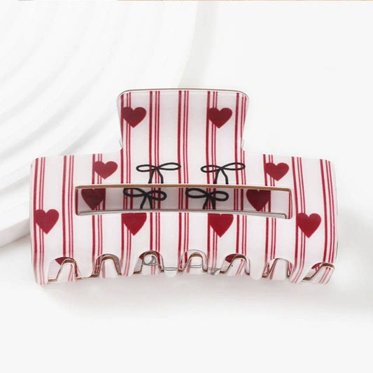 BOW HEART RECTANGLE HAIR CLAW CLIPS