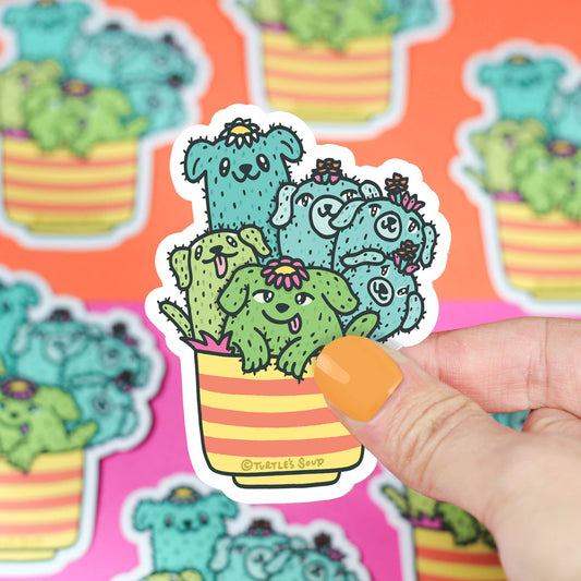 Cactus Pups Cacti Animal Planter Pot Vinyl Sticker