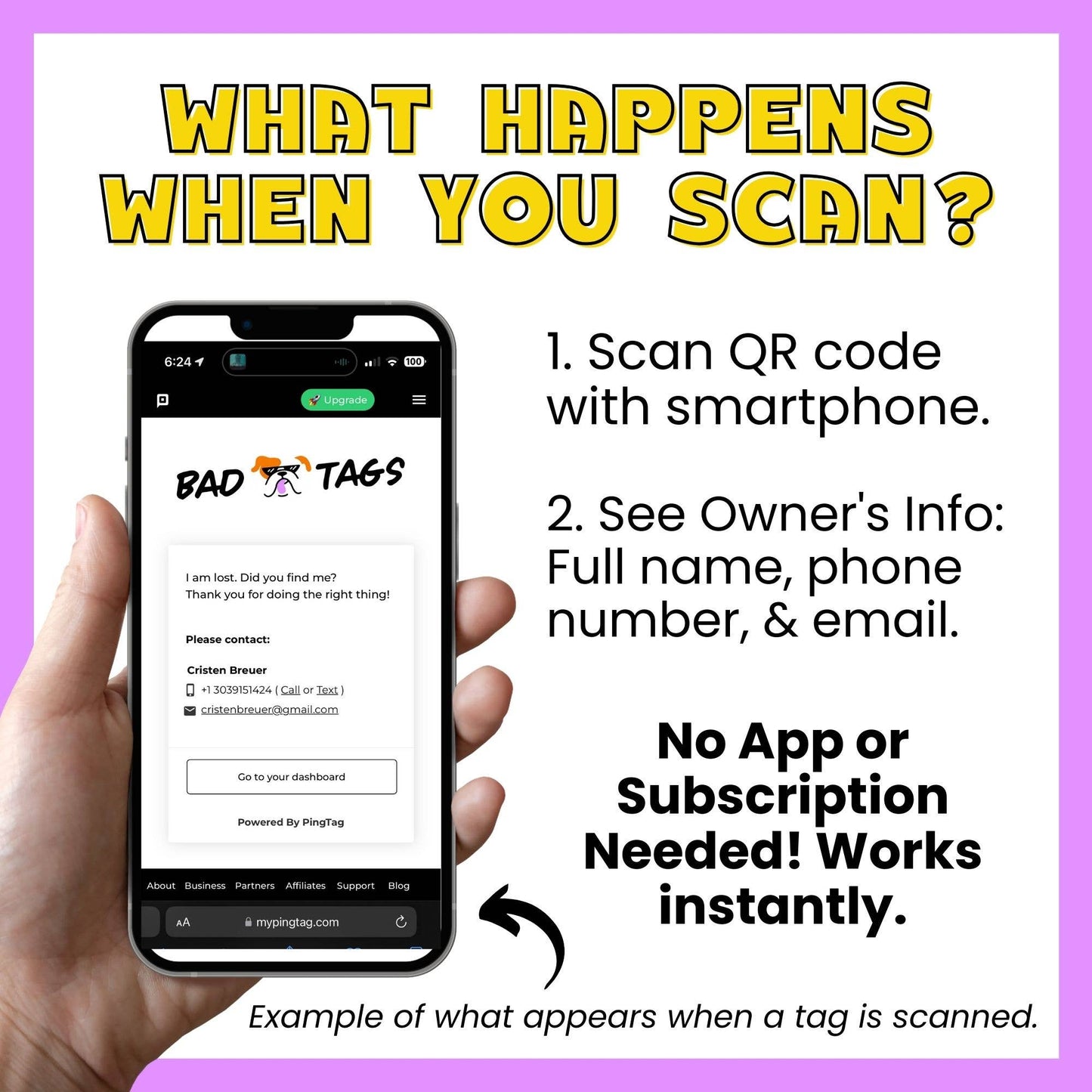 Bad Tags - Personalized Pet ID Tag w/QR Code - No Balls Still a Baller 