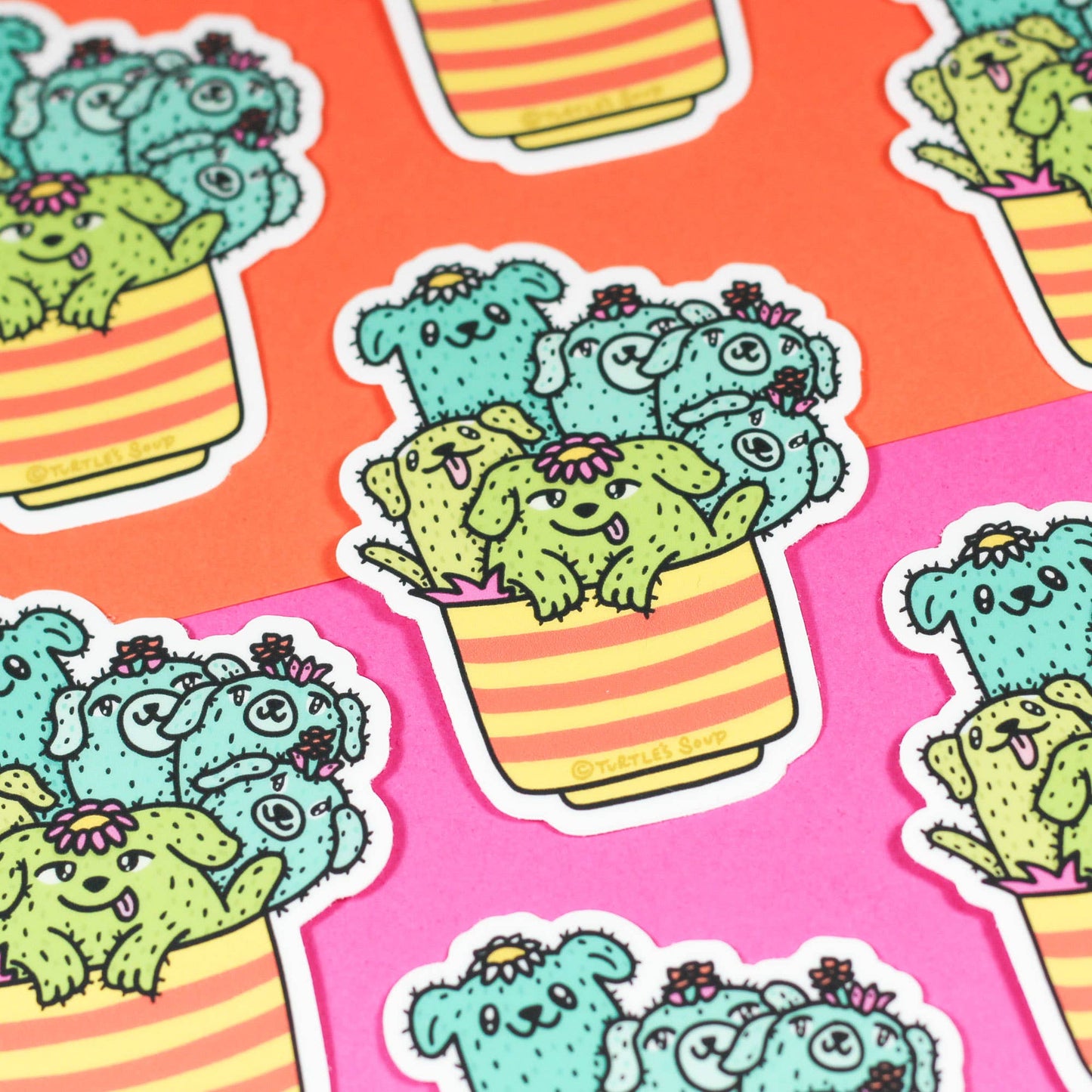 Cactus Pups Cacti Animal Planter Pot Vinyl Sticker