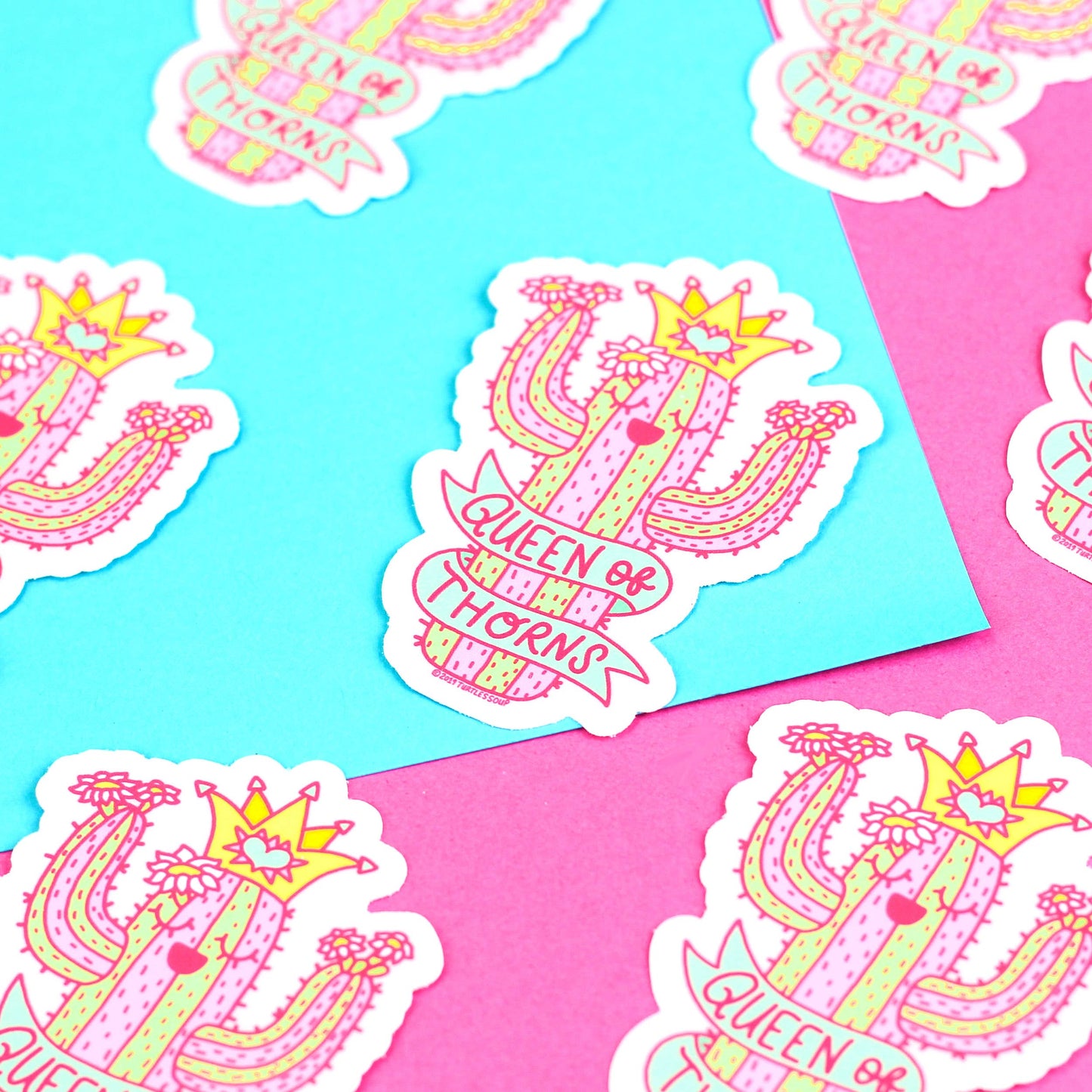 Queen of Thorns Saguaro Cactus Valentine's Day Vinyl Sticker