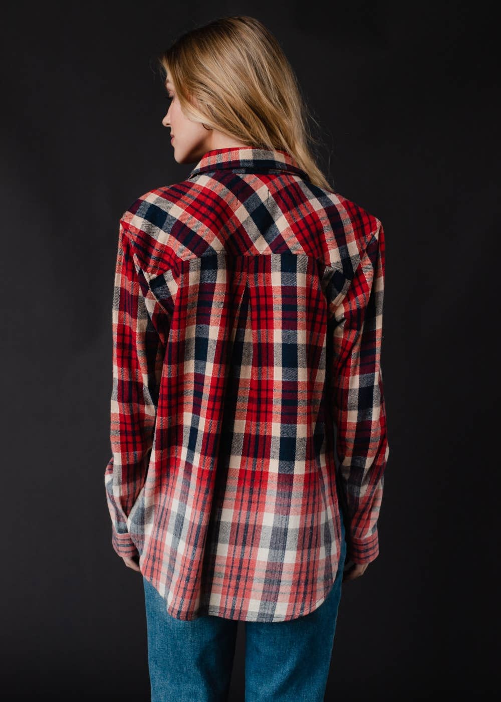 Red, Navy & Tan Plaid Flannel